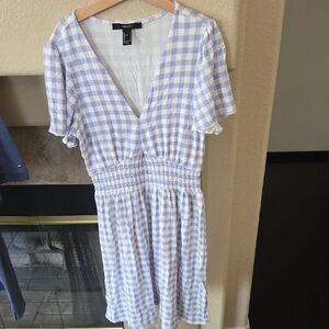 Forever 21 Light Blue Checkered Midi Dress